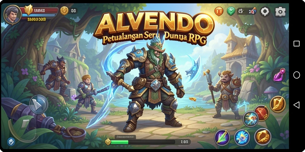 Screenshot ALVENDO menampilkan aksi pertarungan RPG yang mendebarkan.