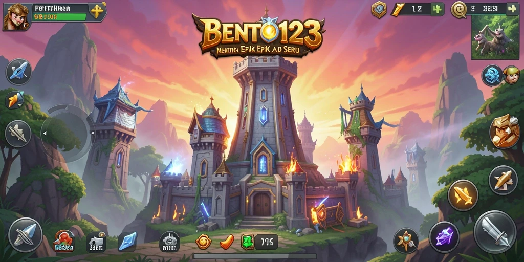 Tangkapan layar BENTO123 menampilkan aksi pertahanan menara yang intens dan mendebarkan.