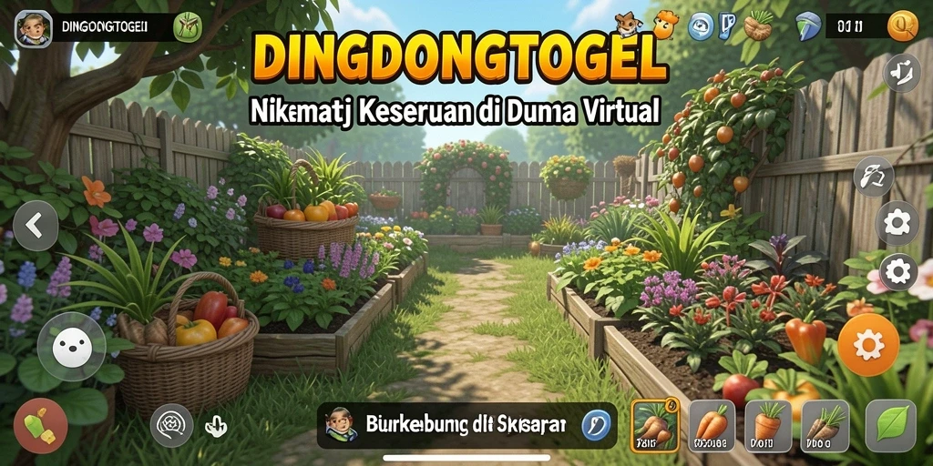 Tampilan gameplay seru dari DINGDONGTOGEL menampilkan aktivitas bertani yang menantang.