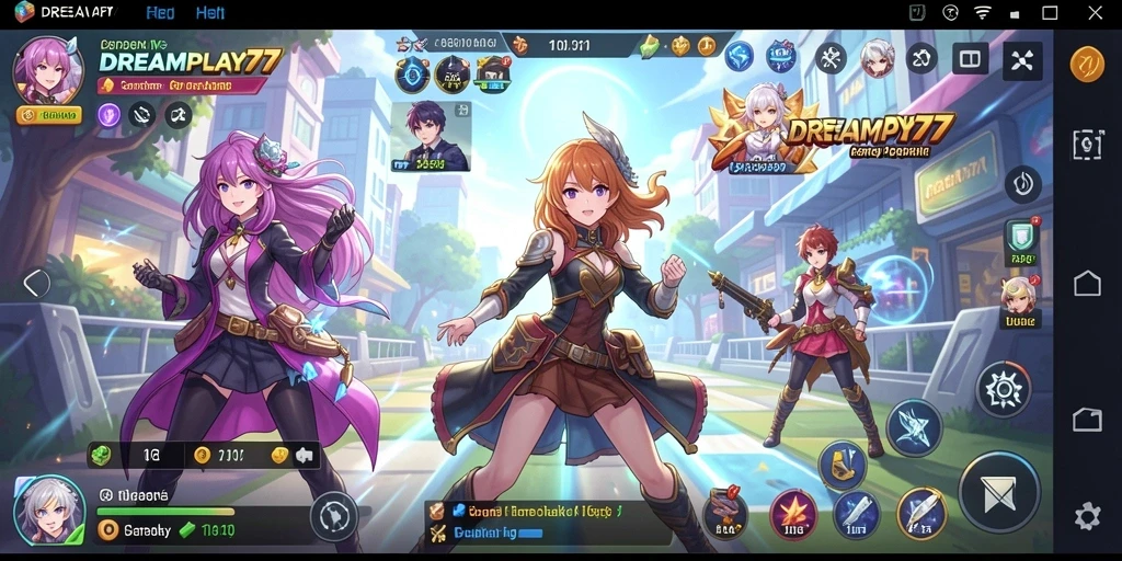 Tampilan gameplay <strong>DREAMPLAY77</strong> dengan karakter Anime yang dinamis.