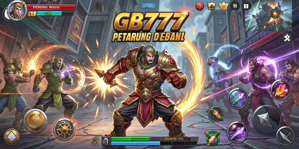Screenshot utama GB777 menampilkan aksi pertarungan seru dengan efek visual yang mengesankan.