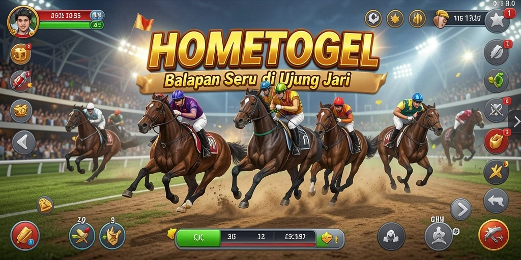 Tampilan menarik dari gameplay HOMETOGEL yang menampilkan aksi balapan penuh adrenaline.