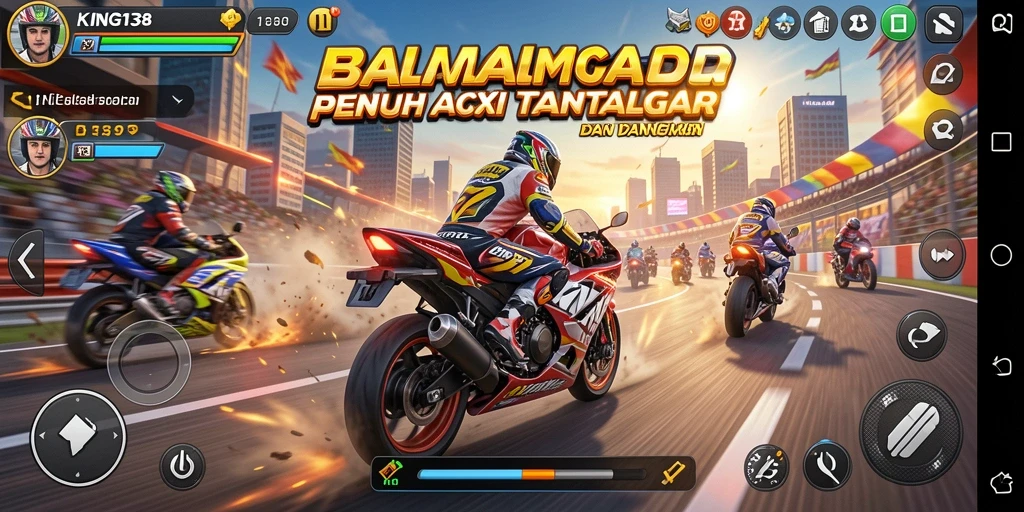 Tampilan gameplay seru balapan motor di KING138.