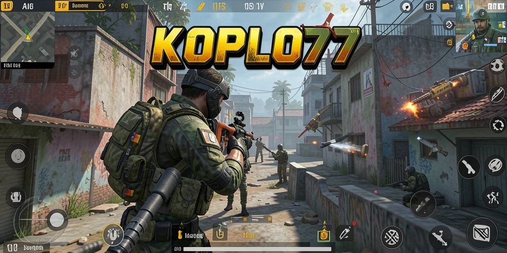 Tampilan aksi seru dalam game FPS KOPLO77.