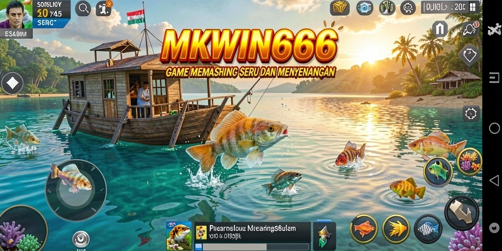 Tangkapan layar gameplay MKWIN666 yang menampilkan pengalaman memancing yang seru.