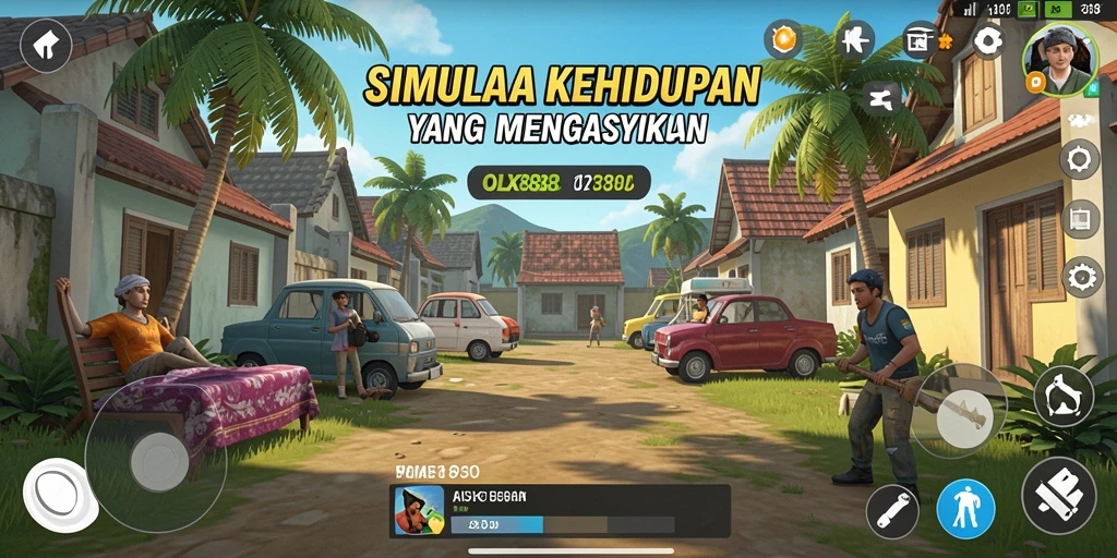Screenshot OLX888 menampilkan interaksi sosial yang seru dalam gameplay.