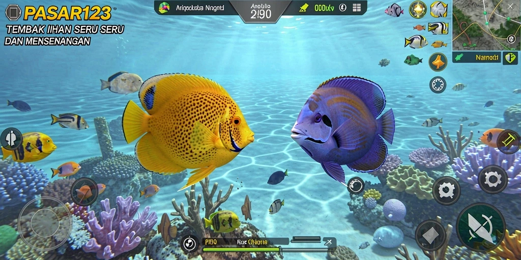 Tampilan menarik dari gameplay Tembak Ikan di PASAR123.