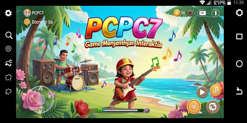 Screenshot PCPC7 menunjukkan pemain berinteraksi dengan musik secara dinamis.
