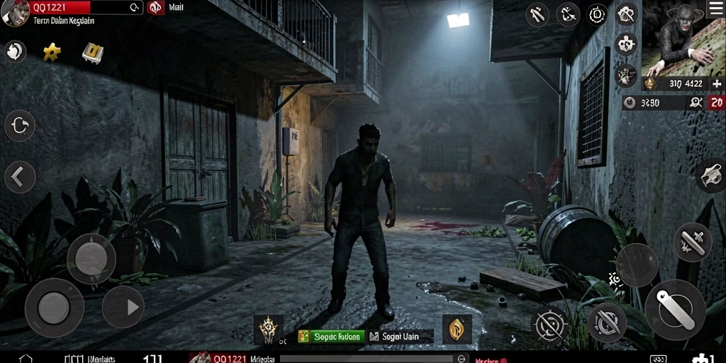 Gambaran gameplay menyeramkan dalam QQ1221 yang penuh ketegangan.