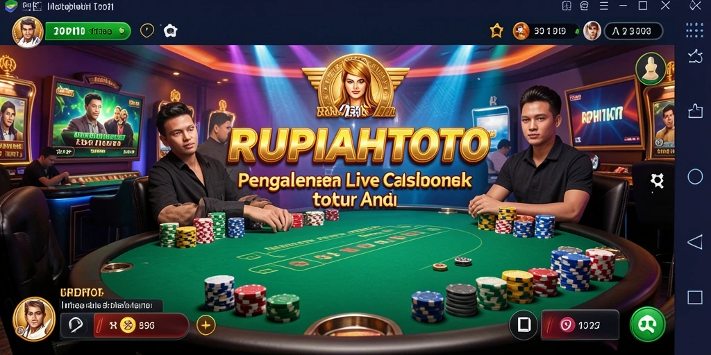 Screenshot gameplay RUPIAHTOTO menampilkan dealer dan tabel permainan yang menarik.