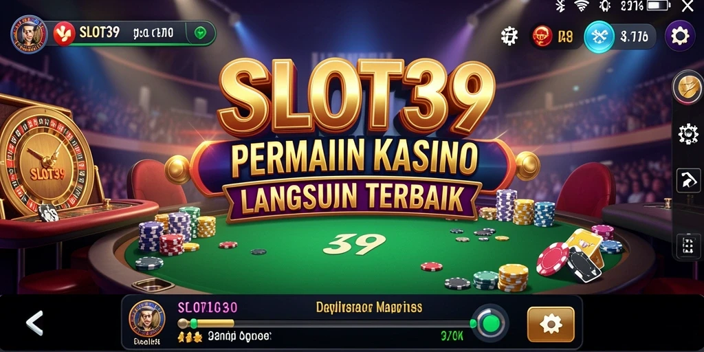 Screenshot gameplay SLOT39 menampilkan dealer profesional dan suasana kasino yang mendebarkan.
