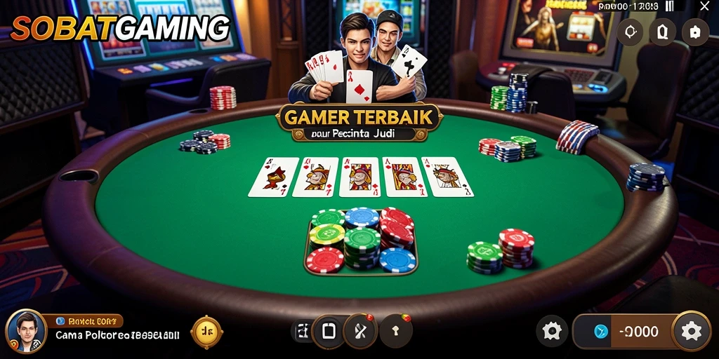 Screenshot SOBATGAMING menampilkan aksi seru dalam permainan Poker.