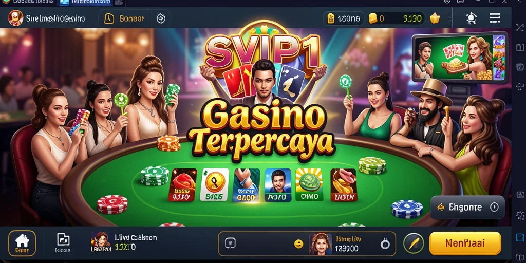 Screenshot gameplay SVIP1 menampilkan dealer profesional dan berbagai permainan Live Casino.