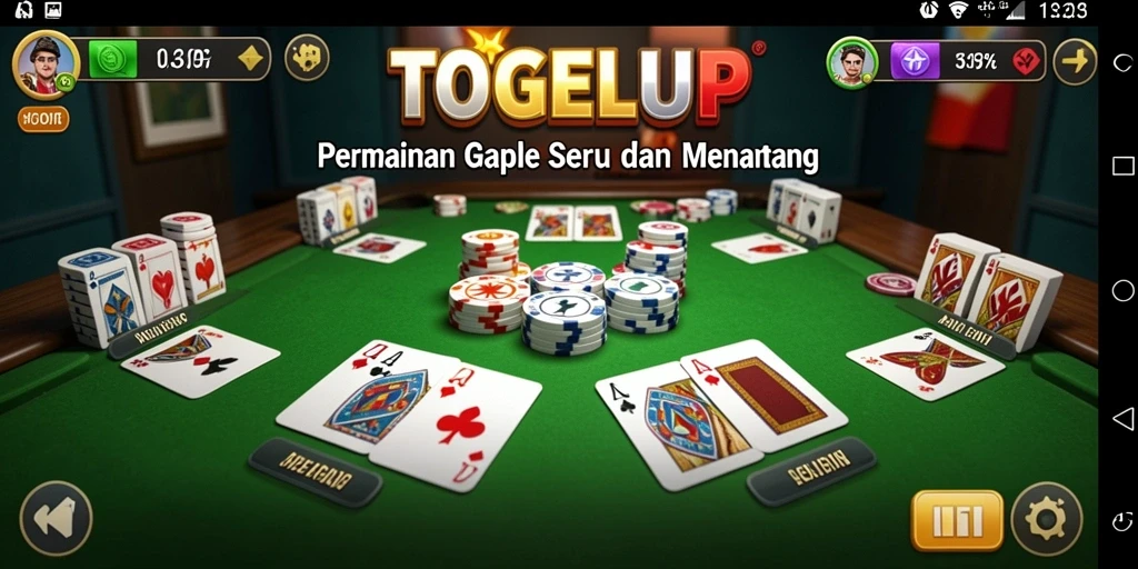 Tampilan utama TOGELUP menunjukkan gameplay Gaple yang seru.