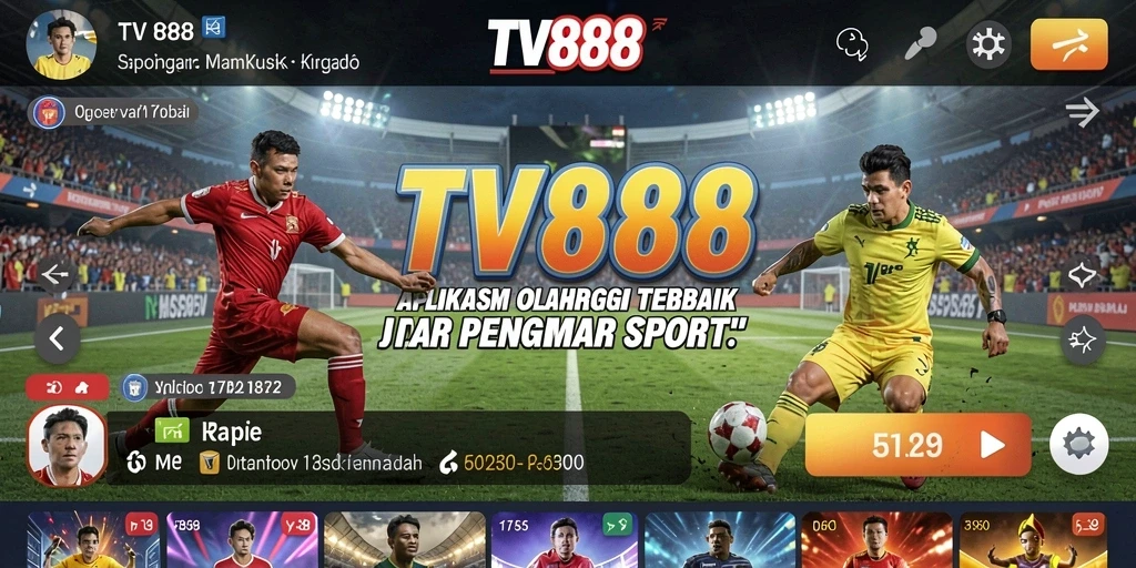 Tampilan utama aplikasi TV888 dengan gameplay olahraga yang dinamis.